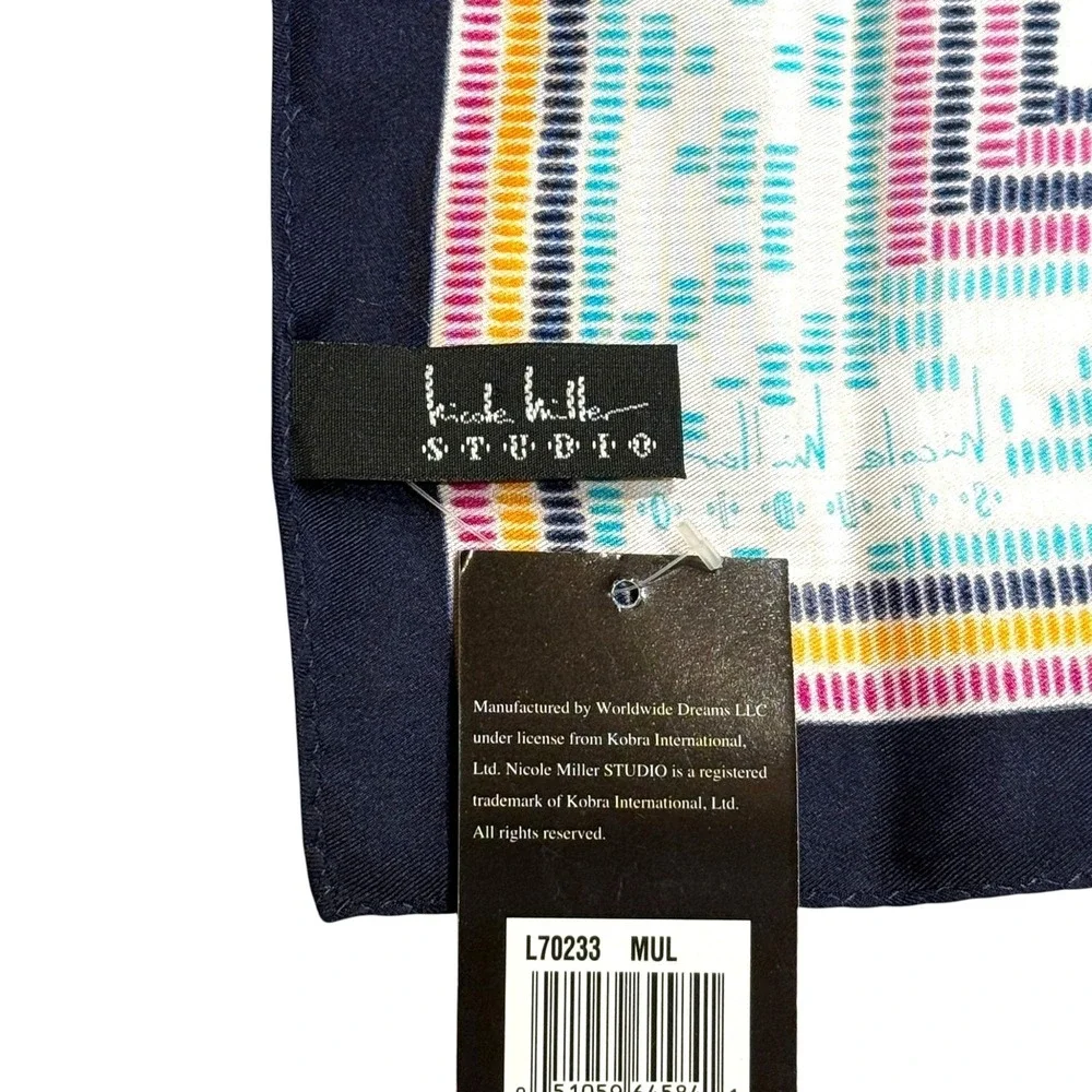 Nicole Miller Studio Silk Scarf NWT Multicolor Geometric Pattern 34